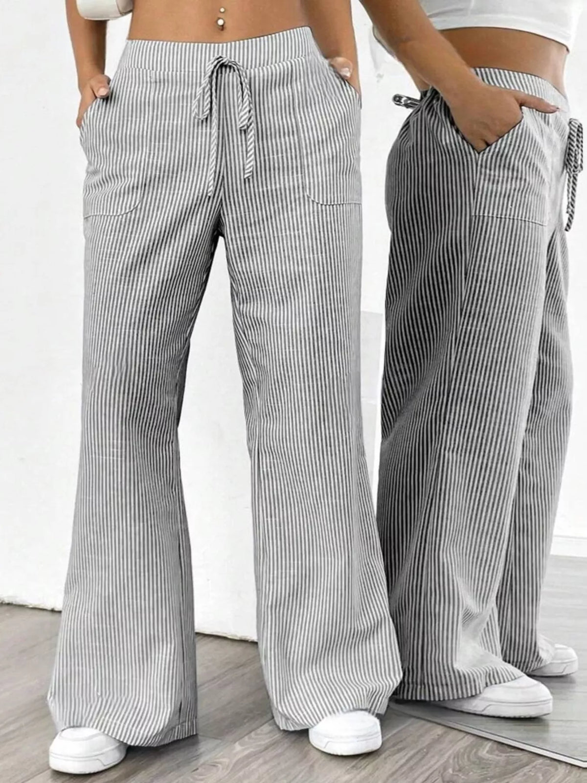 Striped Wide-Leg Pants