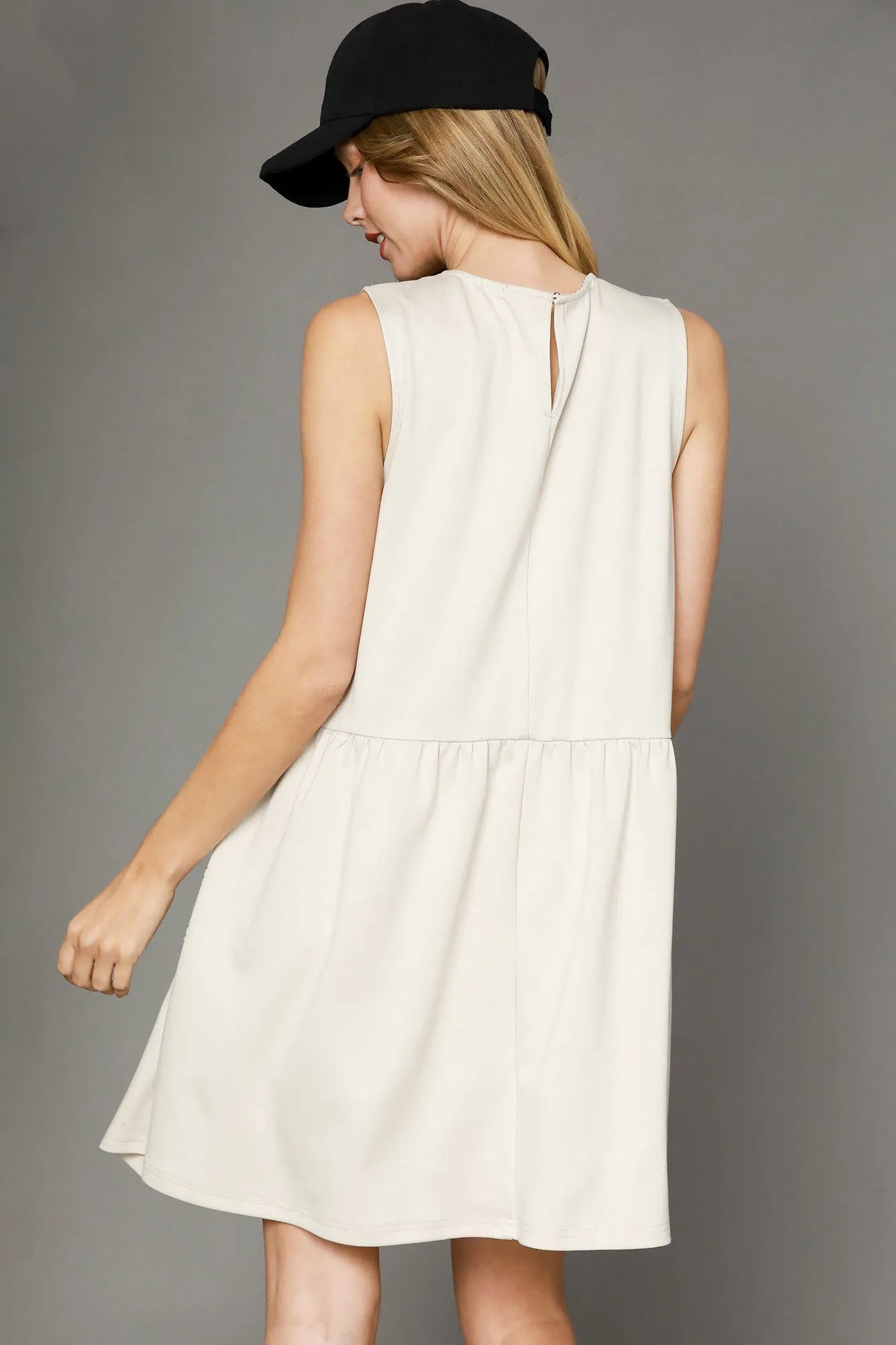 Umgee Sleeveless Tank Dress in Ivory