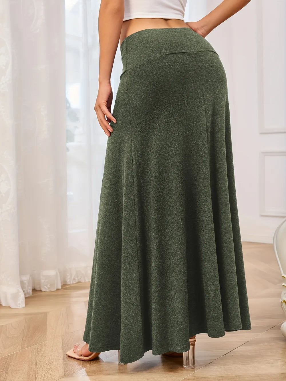 Elastic-Waist Maxi Skirt