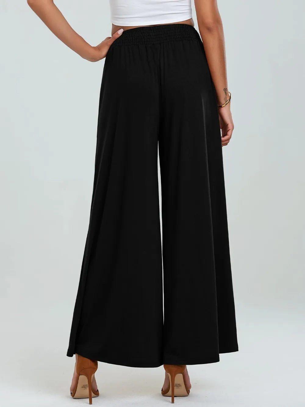 Elastic Waist Wide Leg Pants