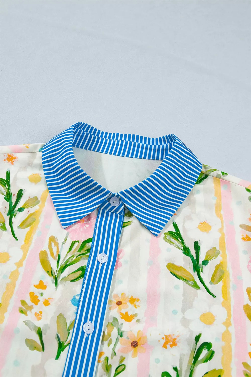 Floral Striped-Trim Shift Dress
