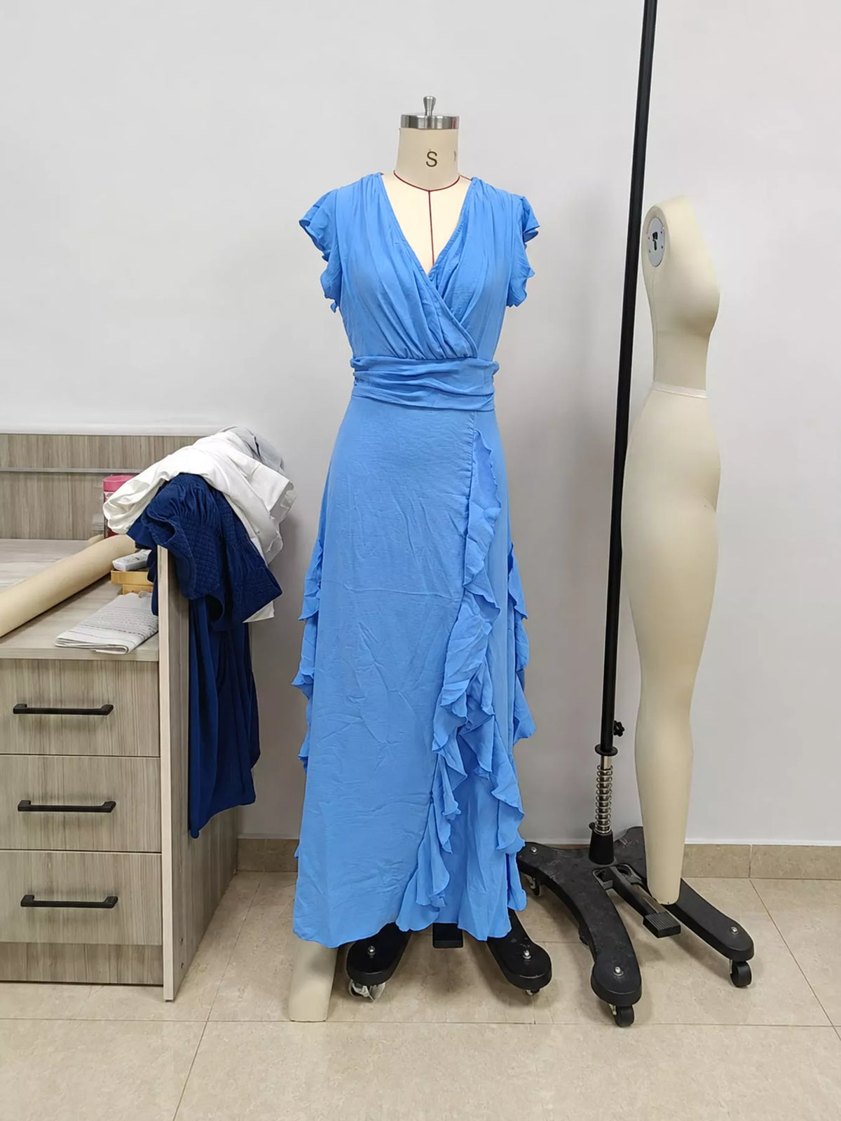 Ruffled Surplice Maxi Dress