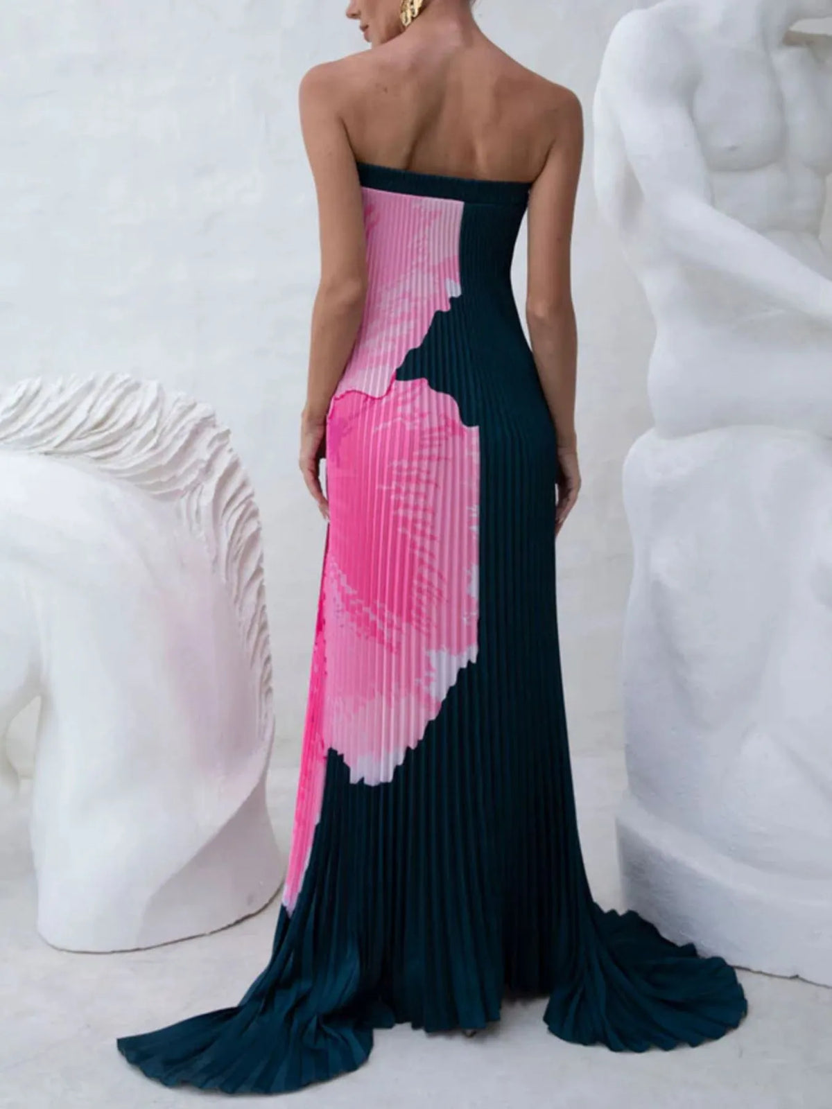 Pleated Tube Floor-Length Dress