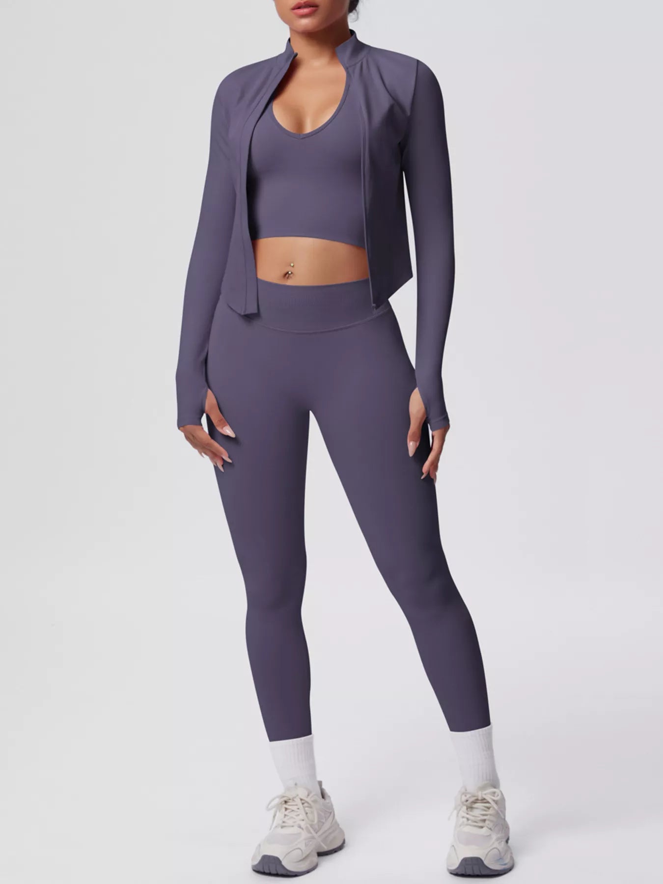 Zip-Up Jacket Tank and Leggings Active Set