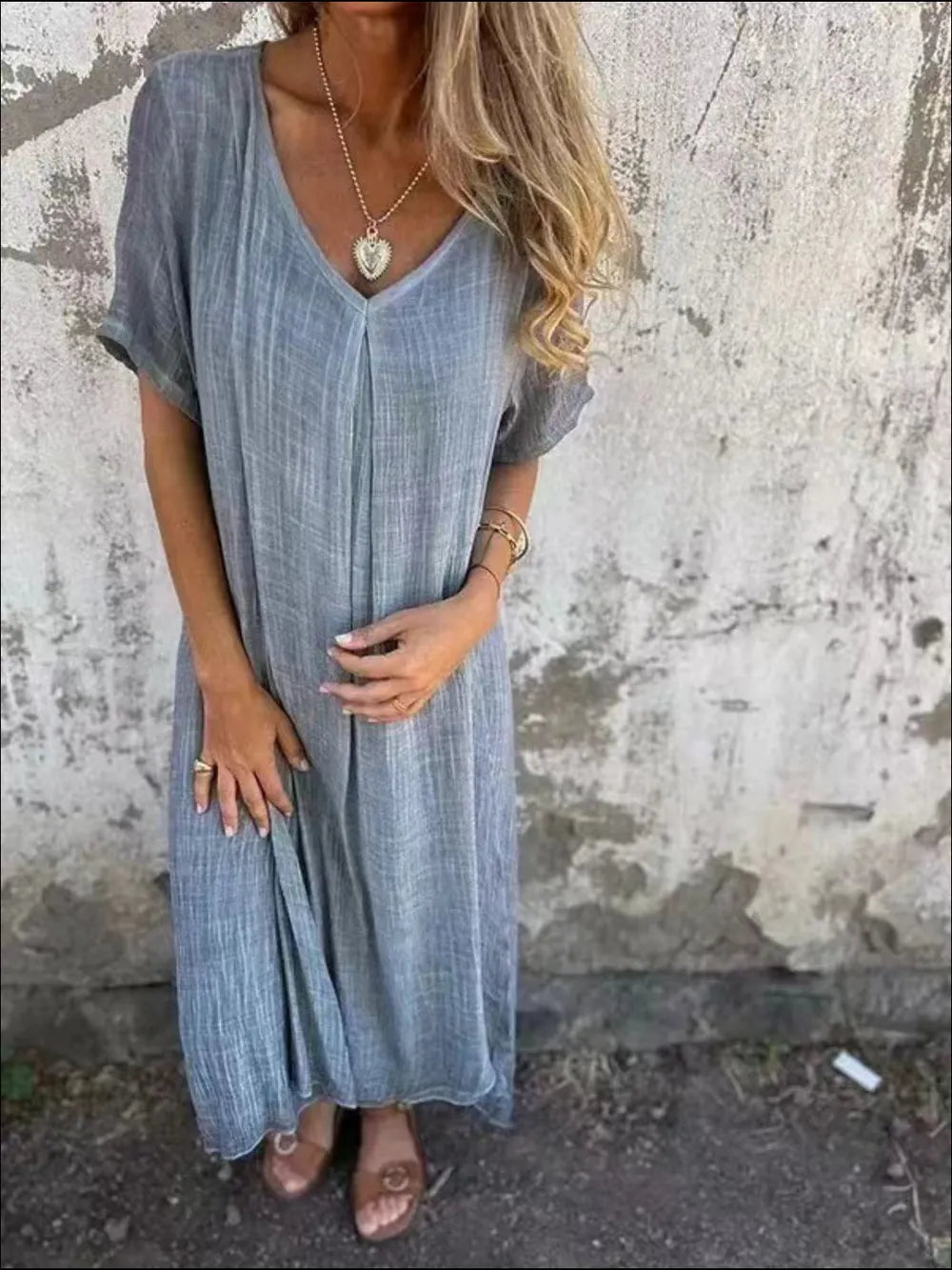 Plus Size V-Neck Midi Dress