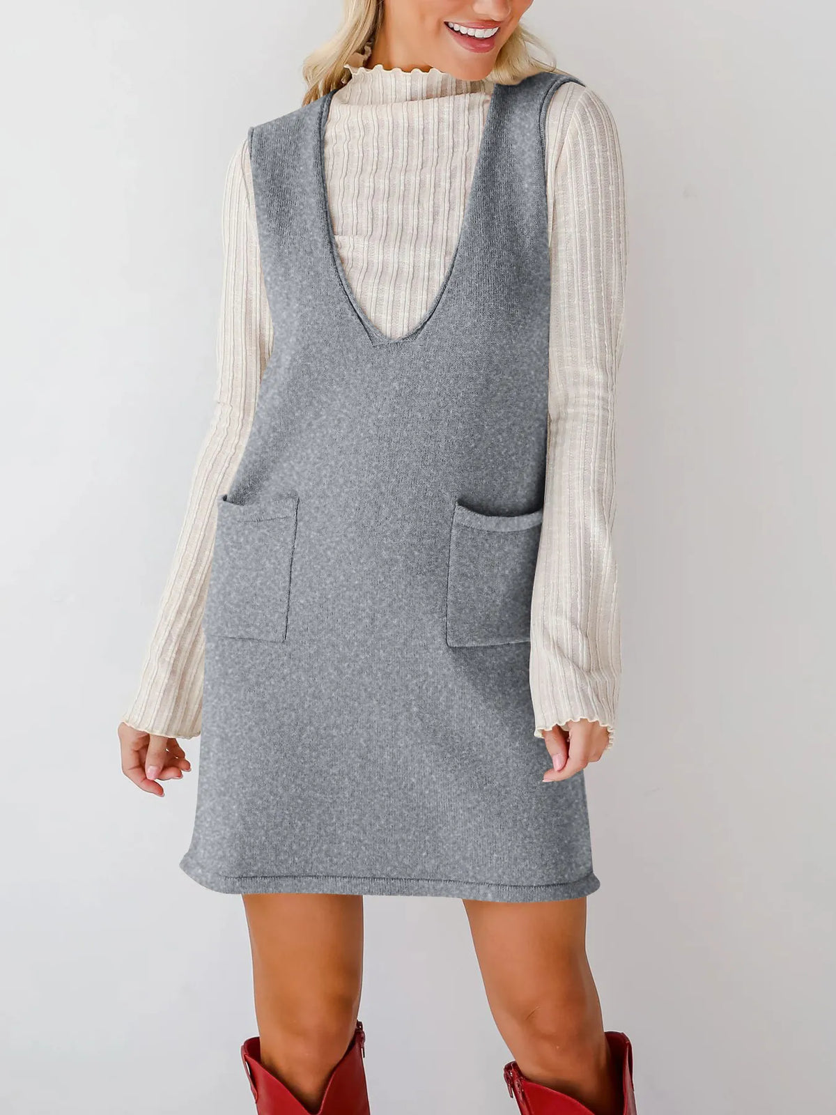 Sleeveless Knit Dress with Pockets
