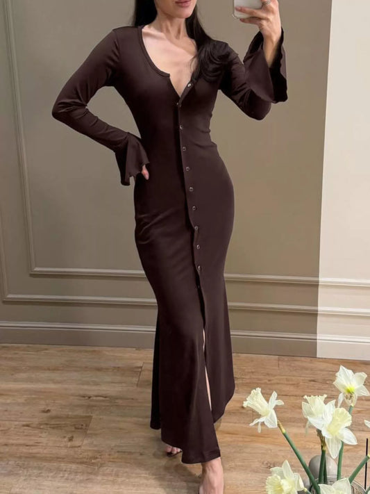 Button-Down Bodycon Maxi Dress