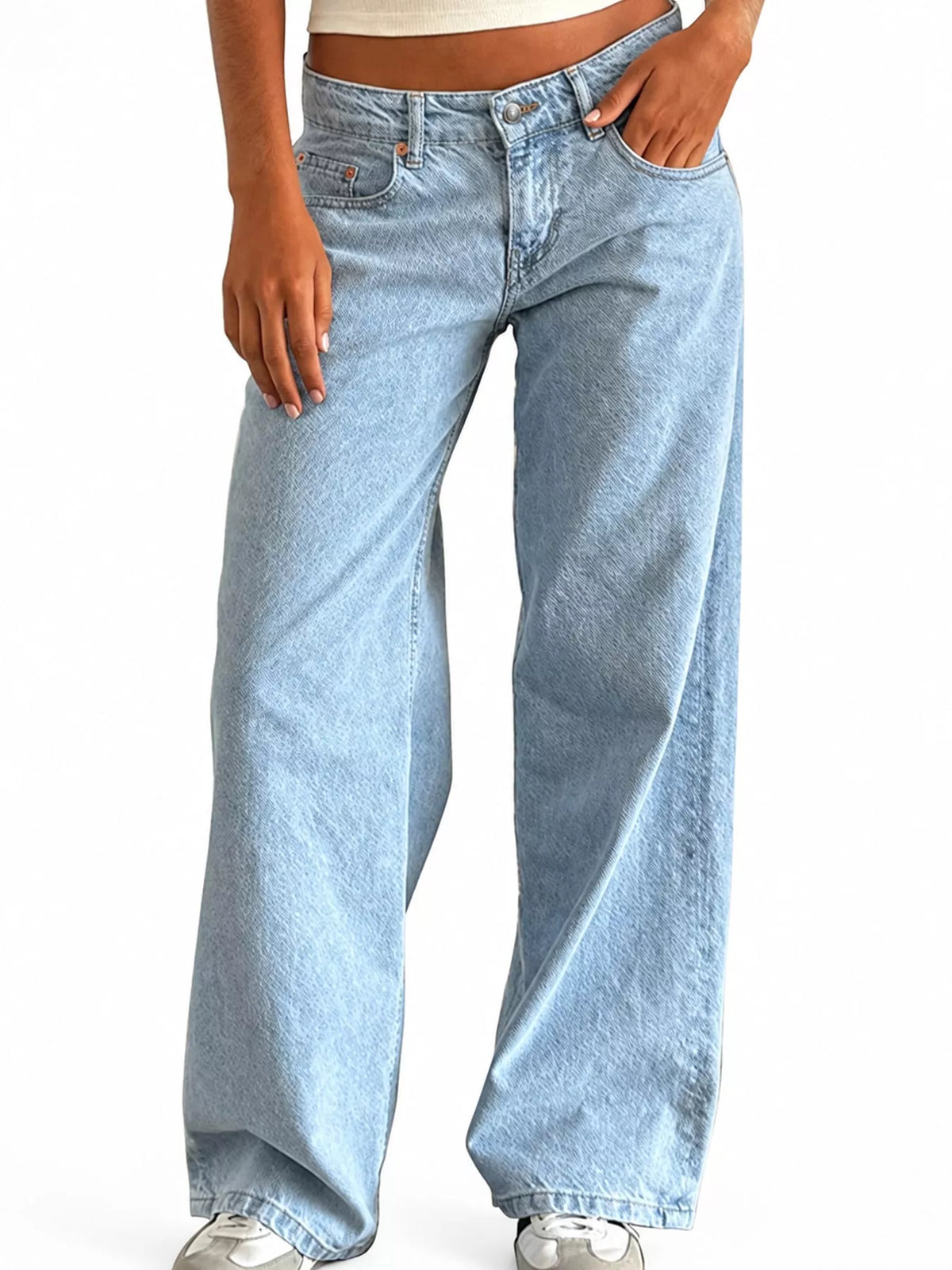 Wide-Leg Vintage Wash Jeans