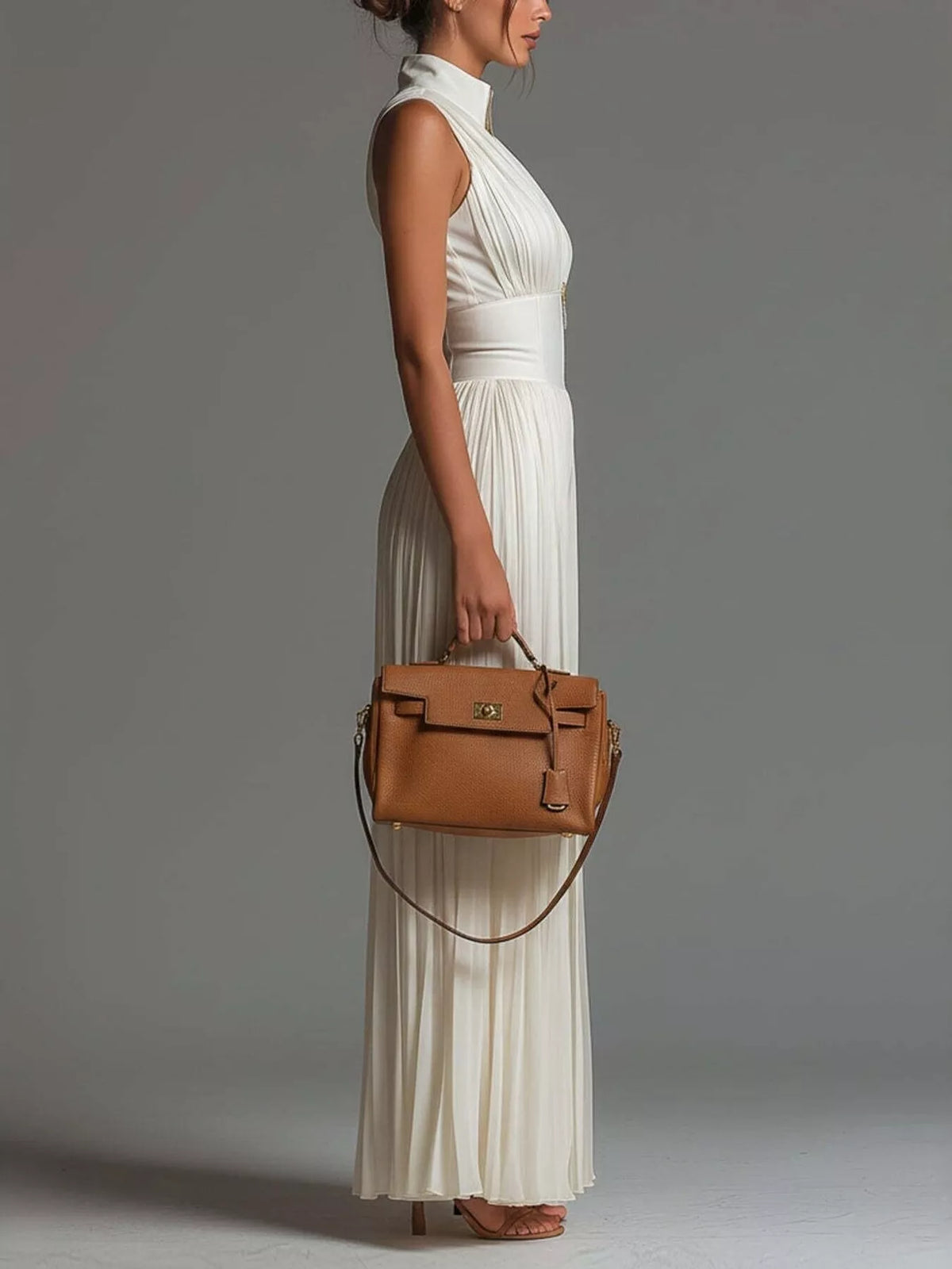 Sleeveless Pleated Jumpsuit in Cream