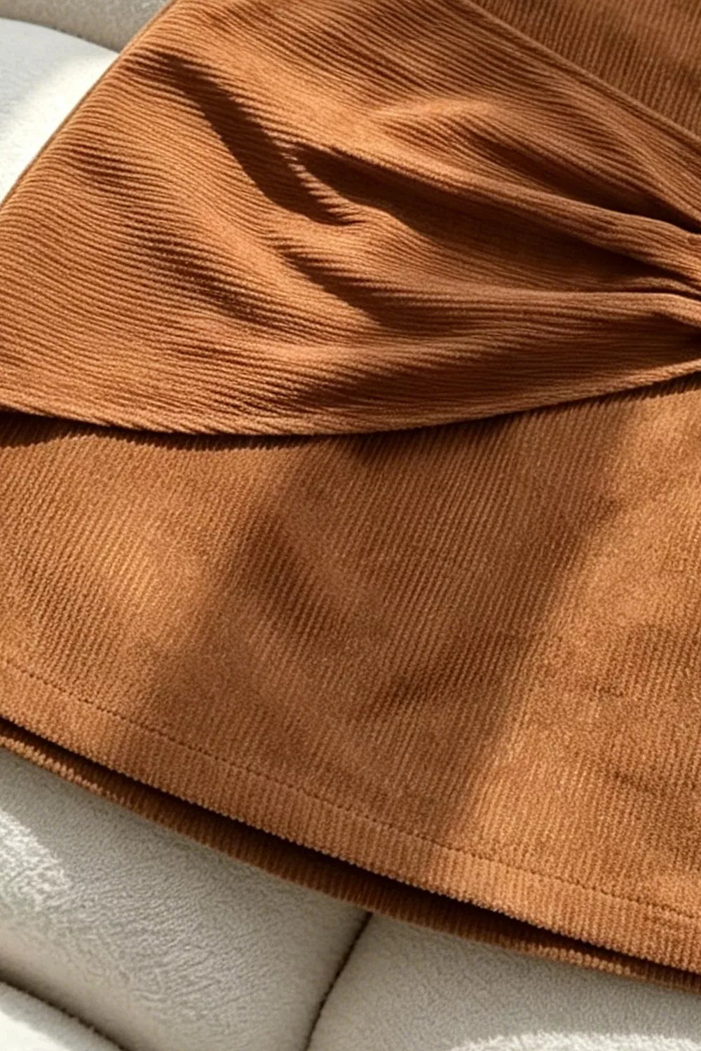Metal Buckle Mini Skirt in Caramel