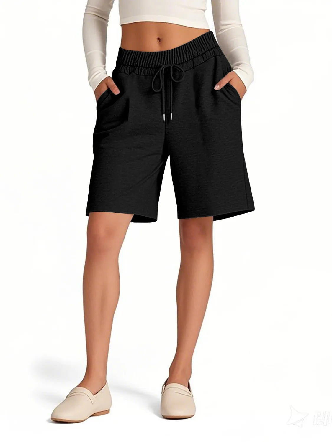 Rayon Drawstring Shorts with Pockets