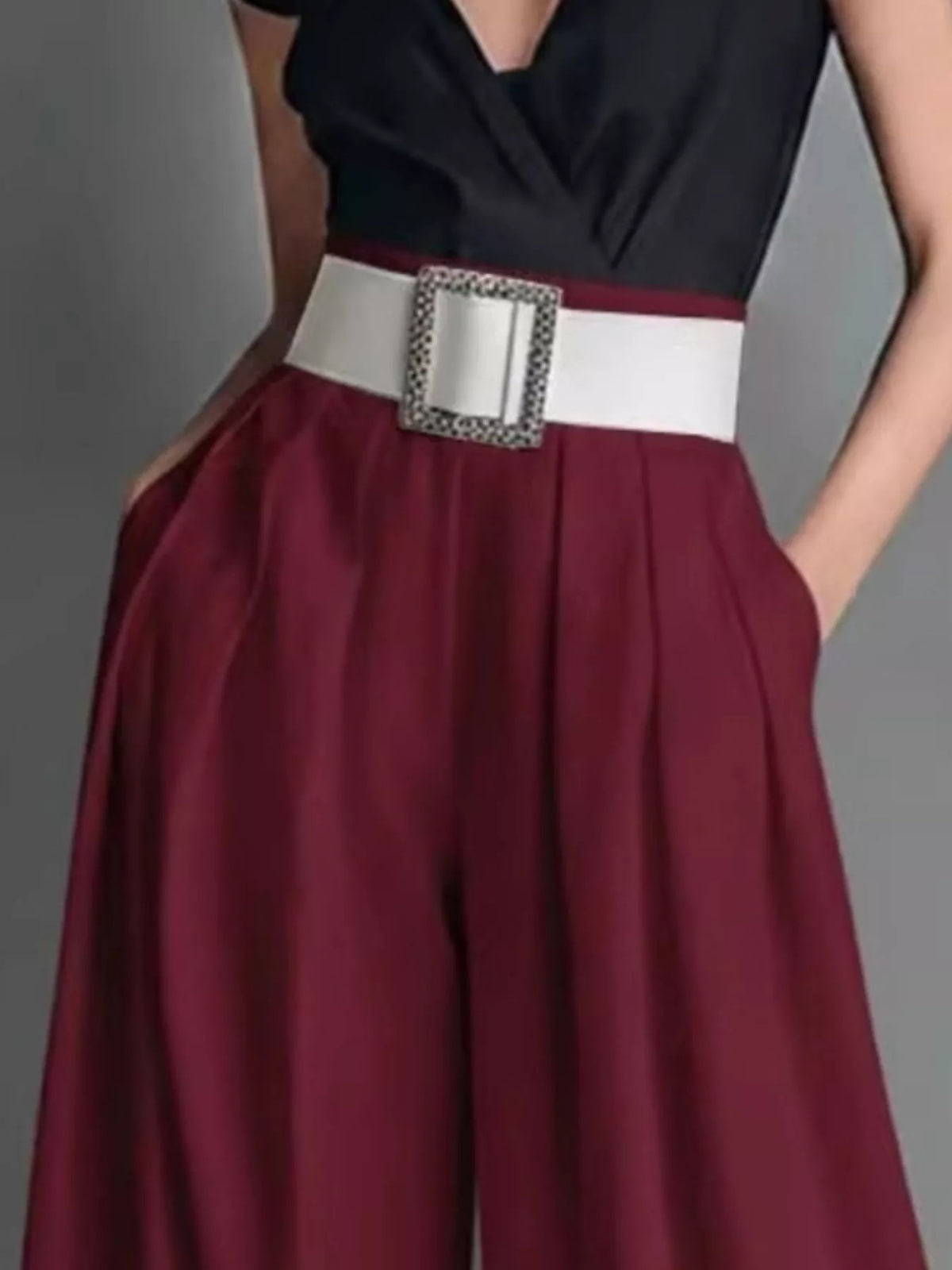 Belted High-Waisted Wide-Leg Pants