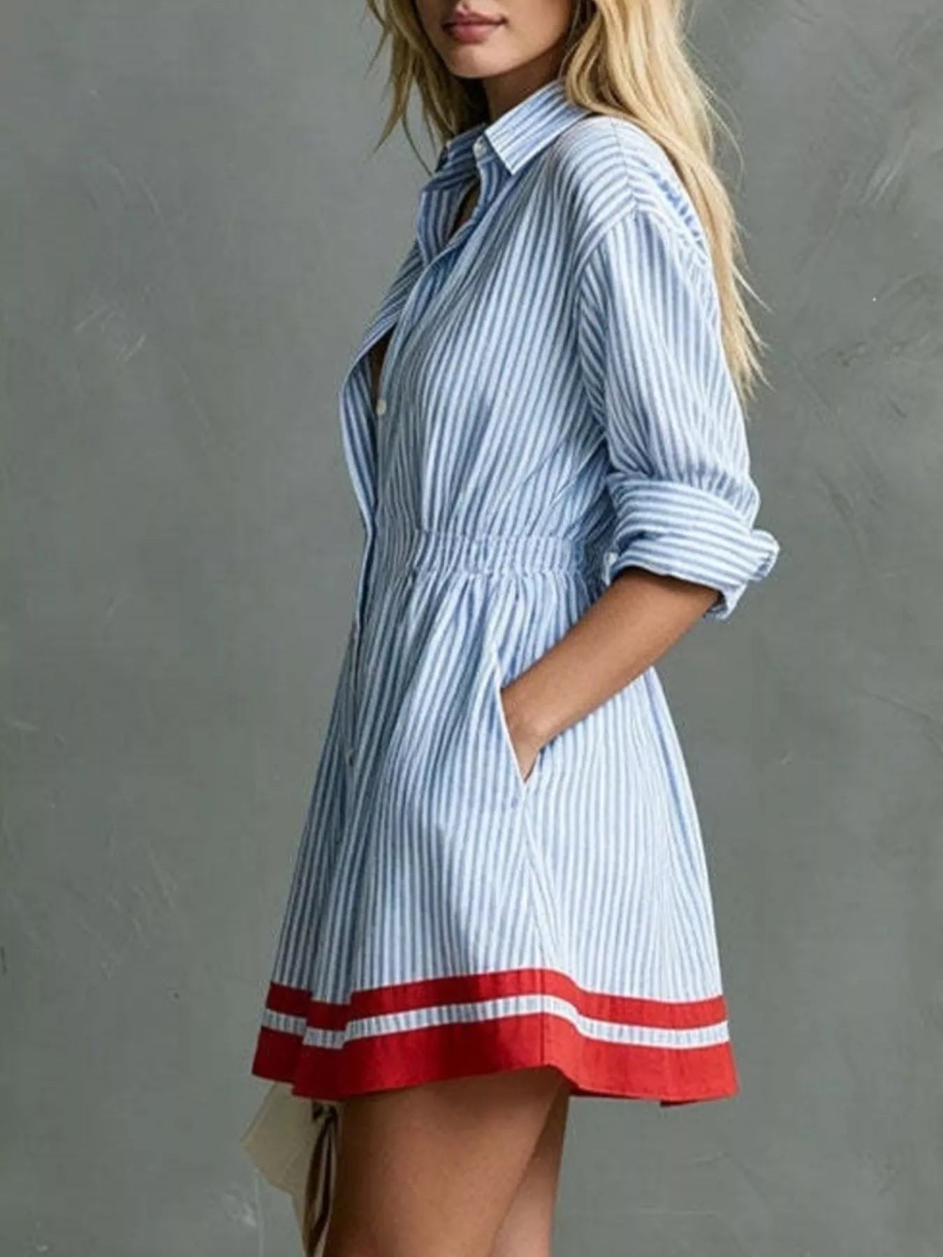 Striped Button-Down Shirt Dress