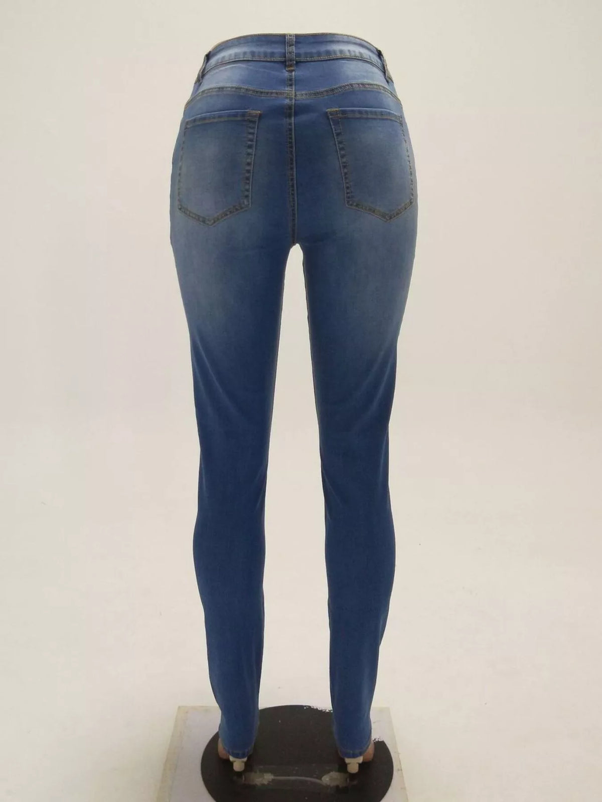 High-Waisted Skinny Jeans in Dusty Blue