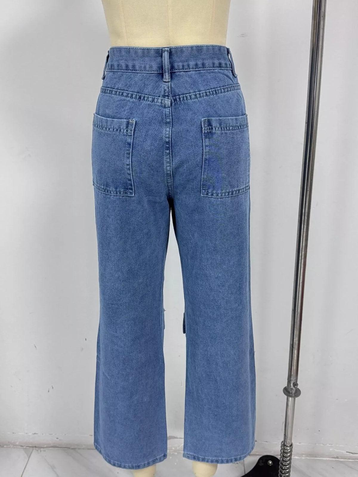 Zip-Front High-Waisted Wide-Leg Cargo Jeans by Dreamy Drapes