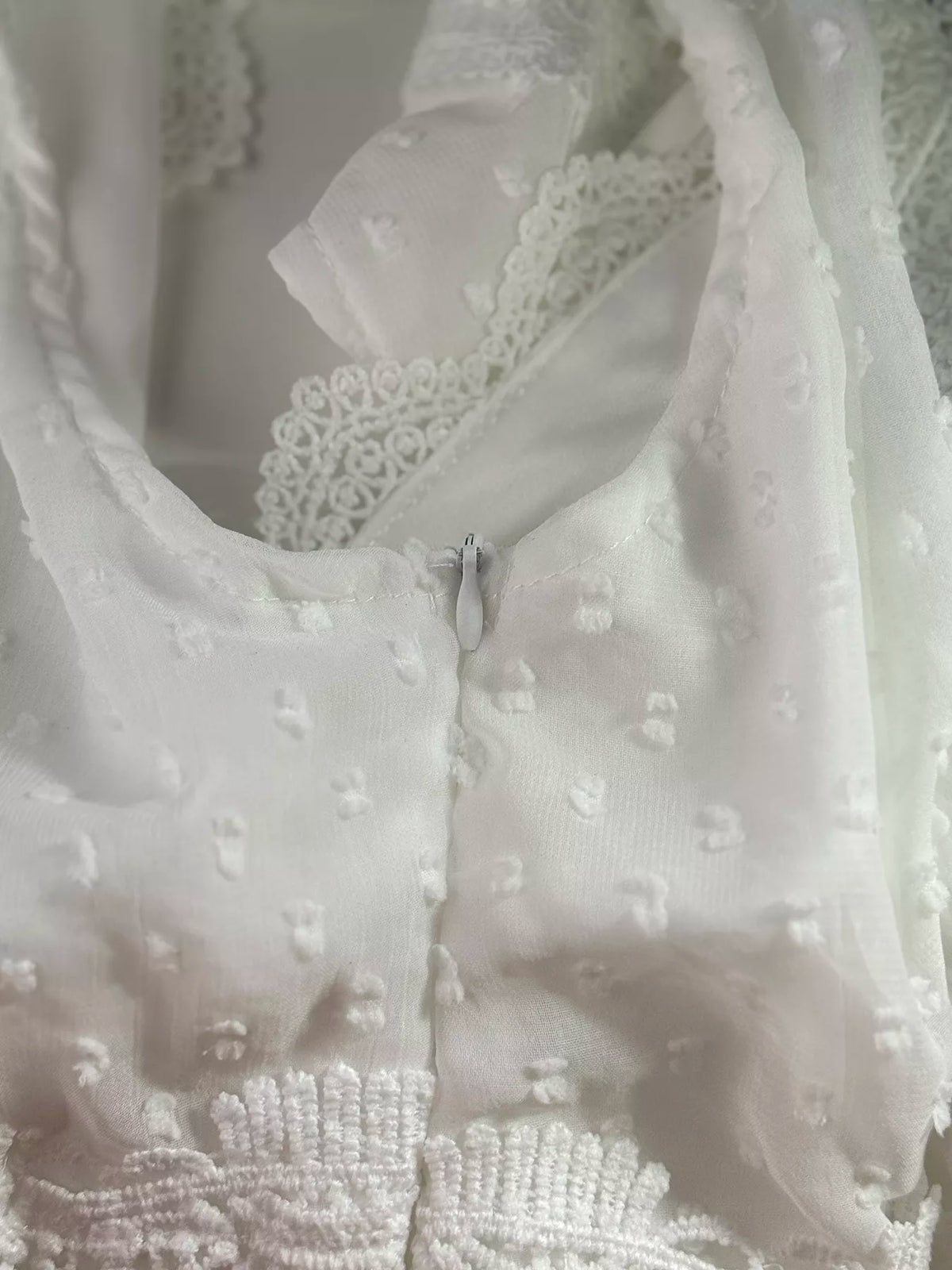 Lace Swiss Dot Sleeveless Maxi Dress in White
