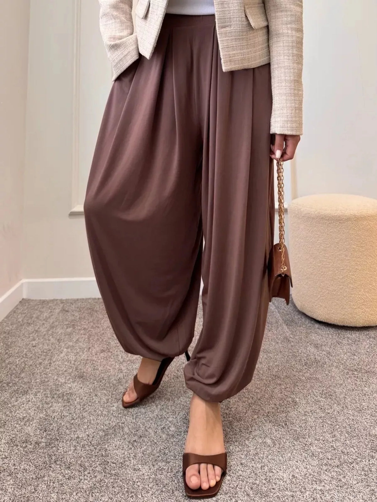 High-Waisted Pleated Wide-Leg Pants