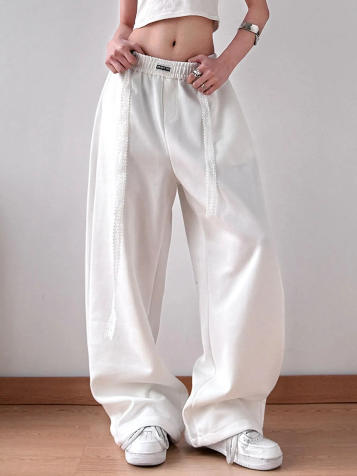 Oversized Elastic-Waist Wide-Leg Pants
