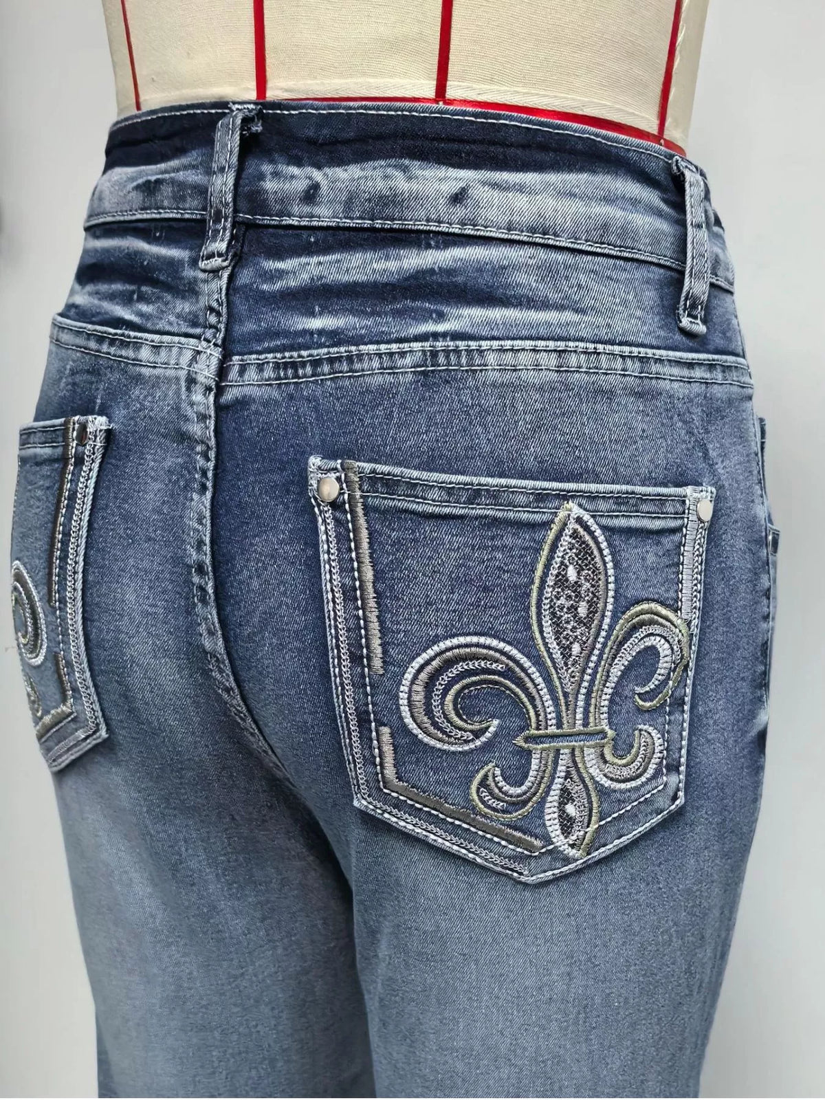 High-Waisted Flare Leg Jeans in Light Blue