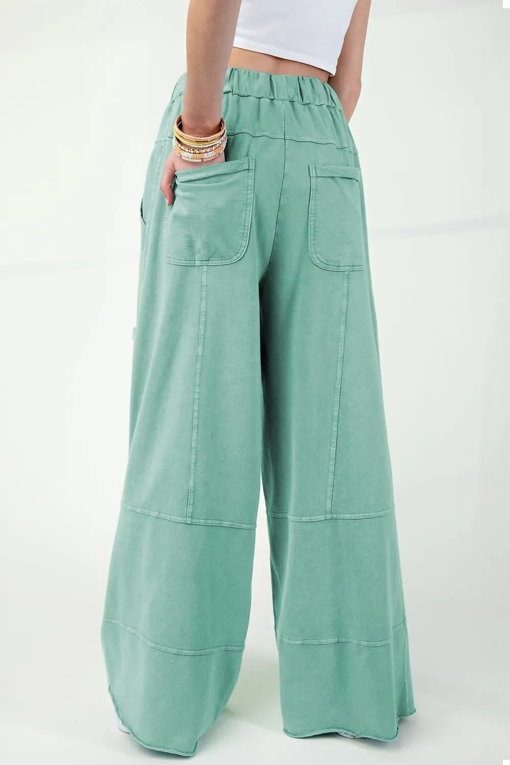 Mineral Wash High-Waist Wide Leg Cargo Pants
