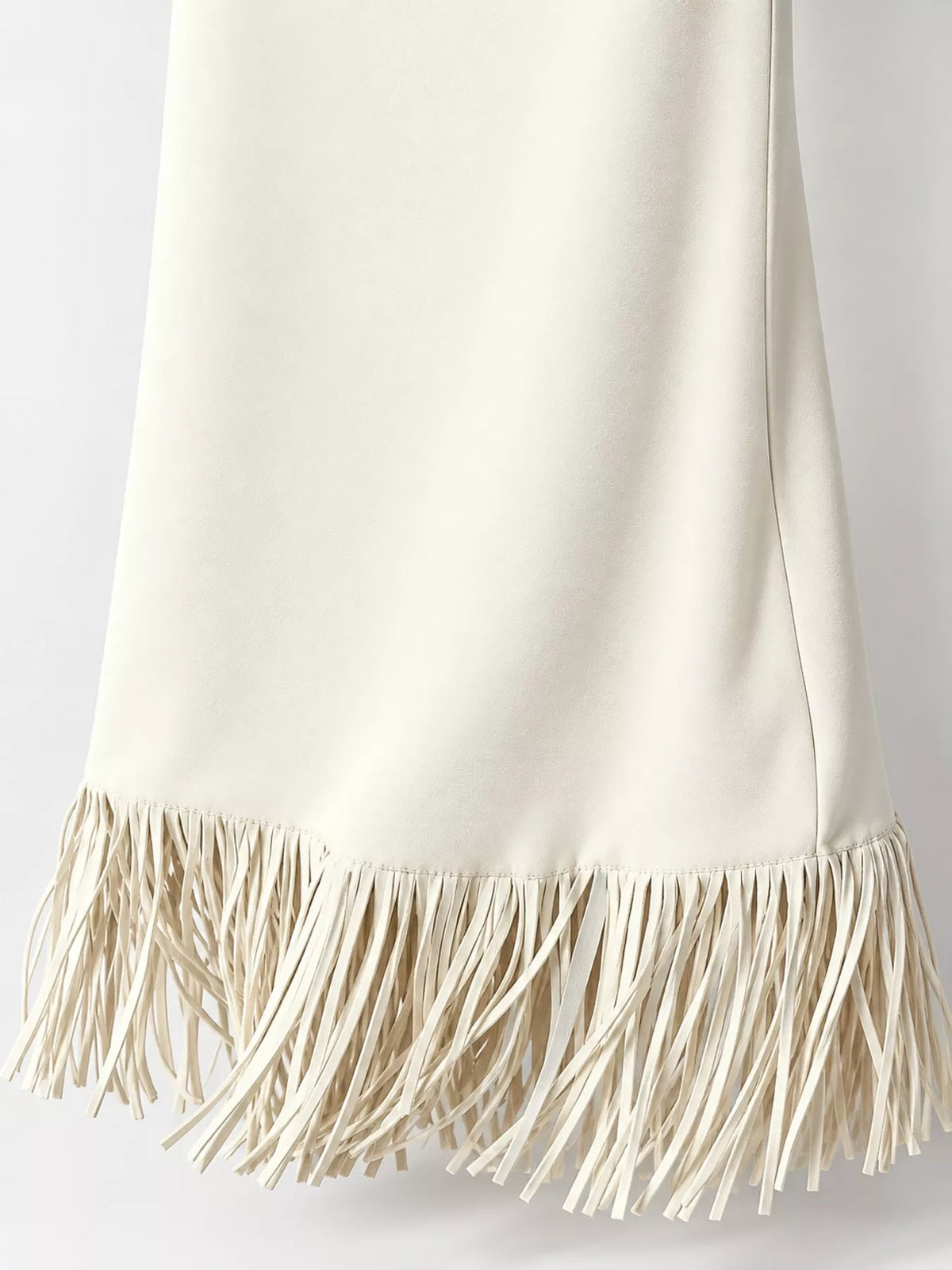 High-Waisted Fringe Midi Skirt