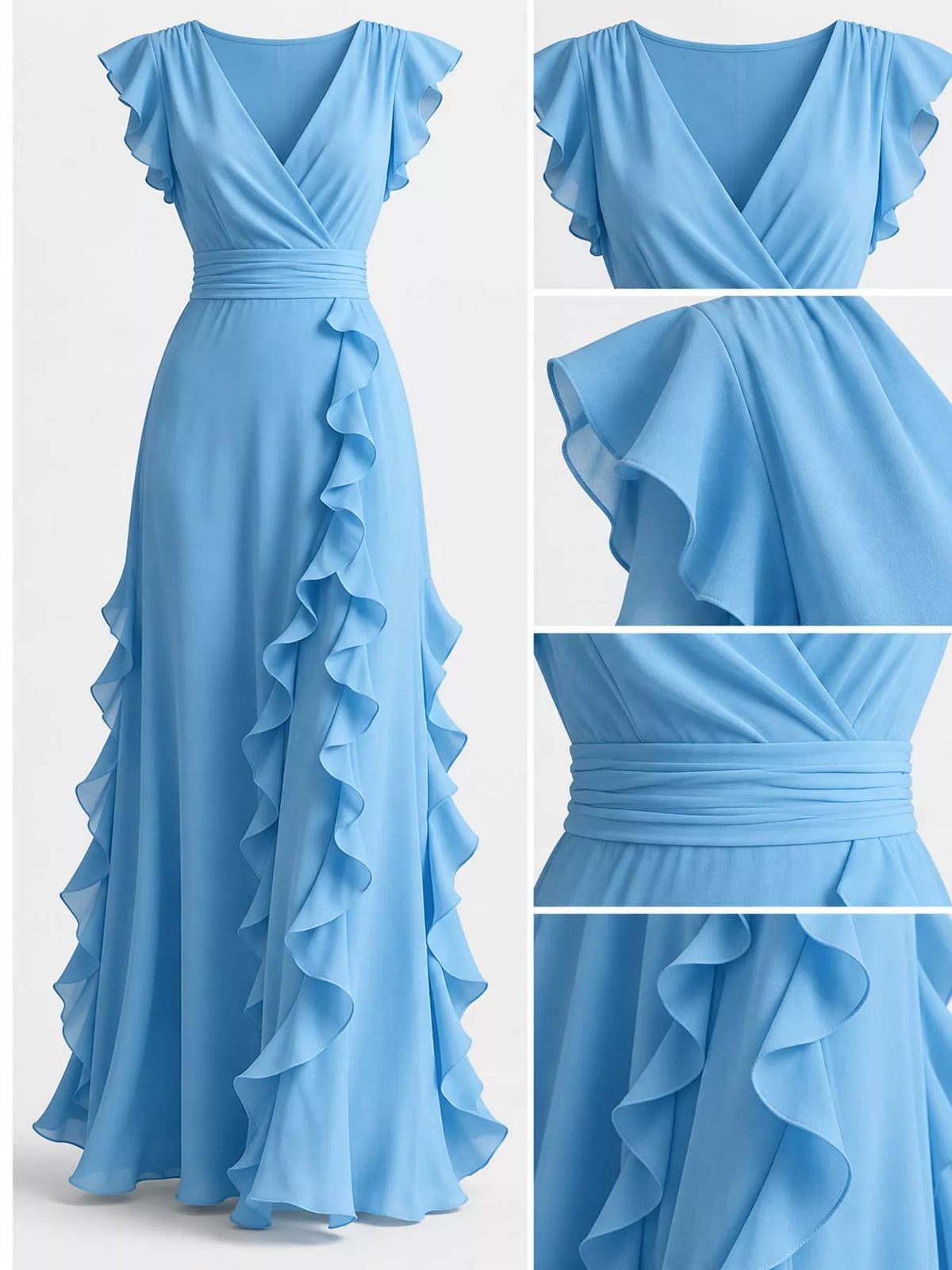 Ruffled Surplice Maxi Dress