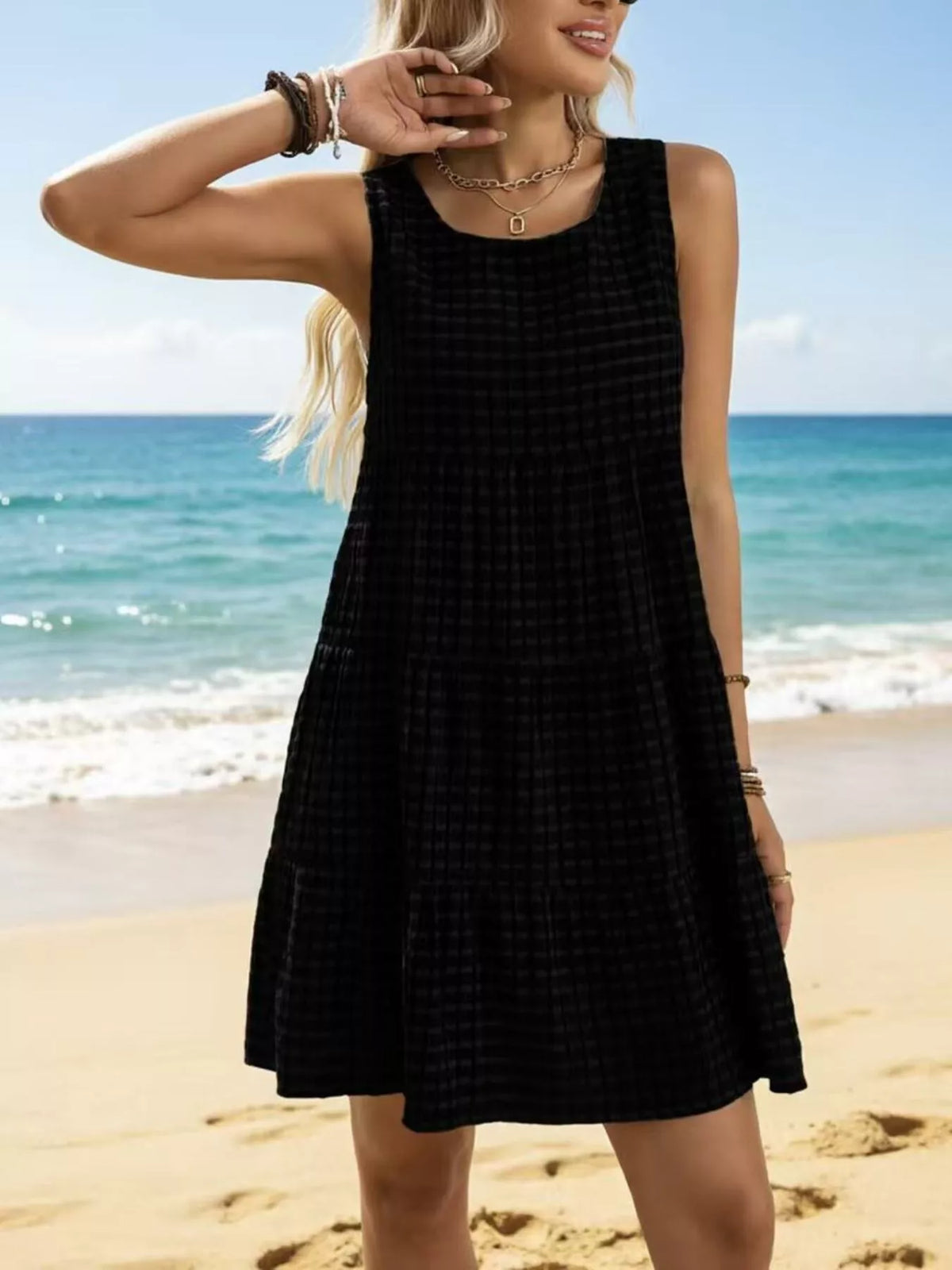 Textured Tiered Mini Dress