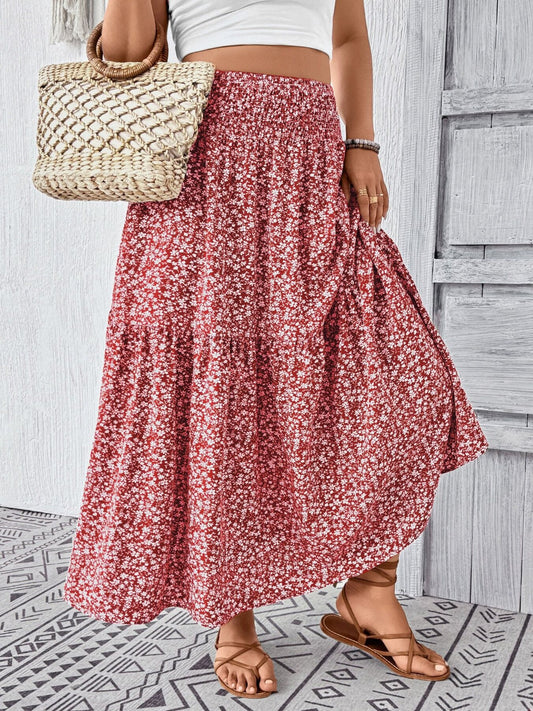Floral Print Tiered Skirt