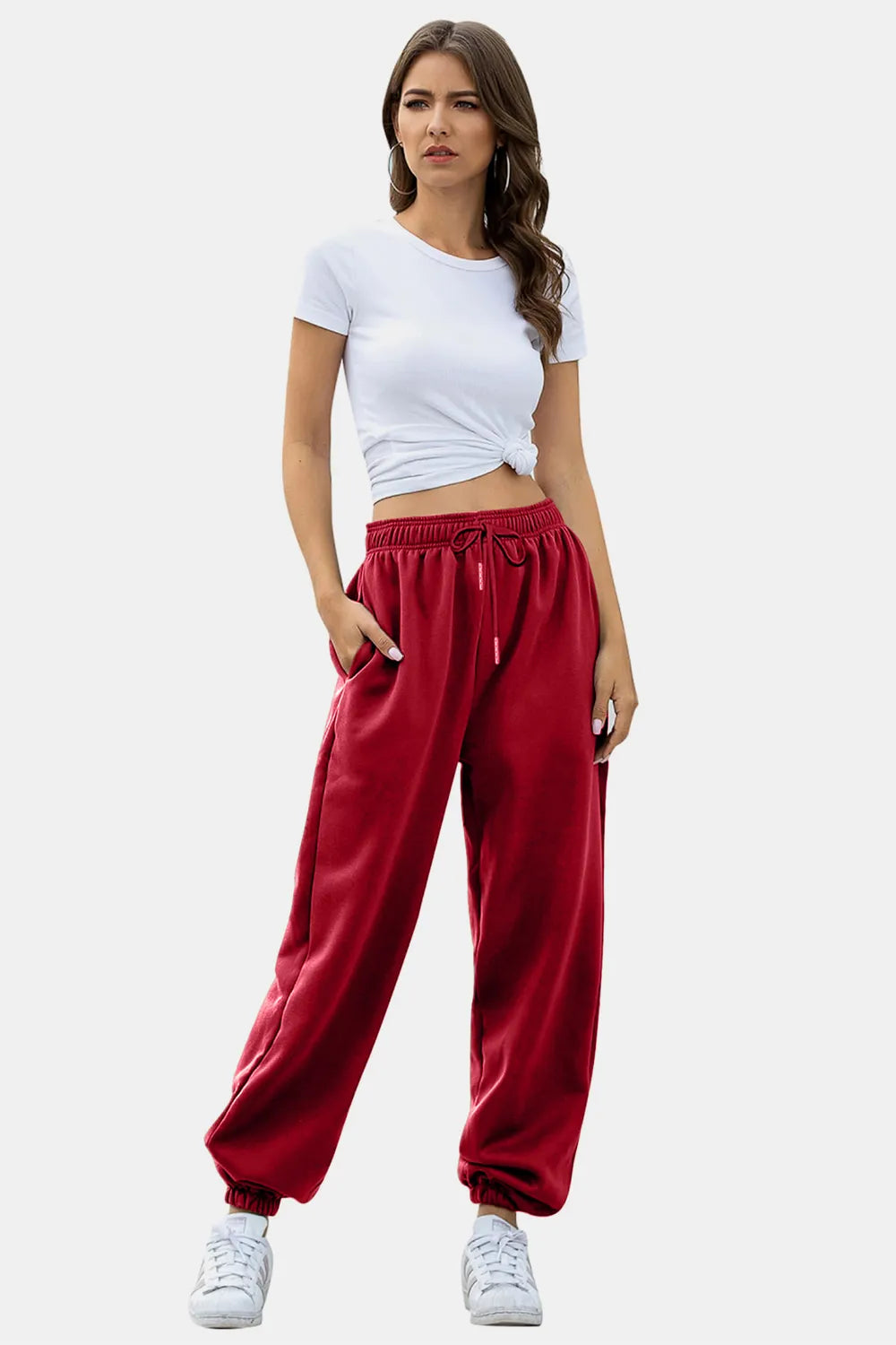 Tie-Waist Joggers with Pockets in Rich Hues by K&L