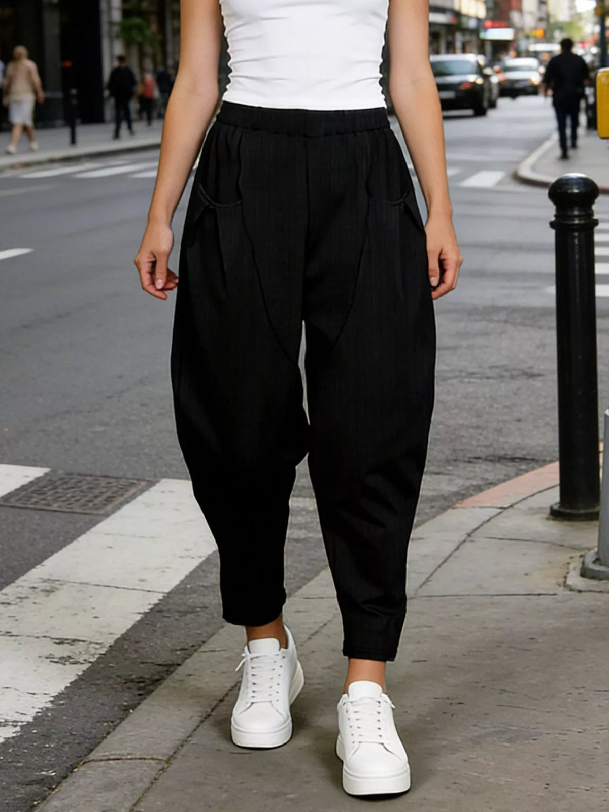 Plus Size Elastic Waist Harem Pants