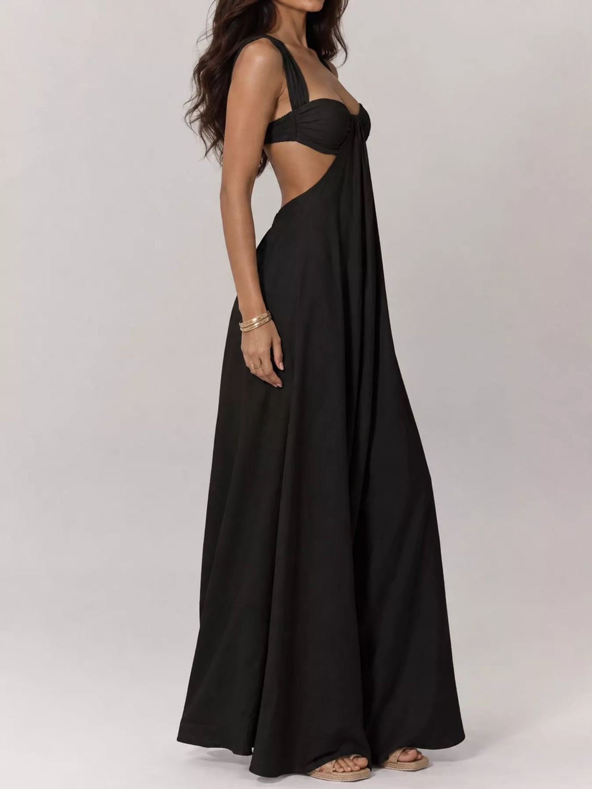 Backless Wide-Leg Jumpsuit with Cutout Detail