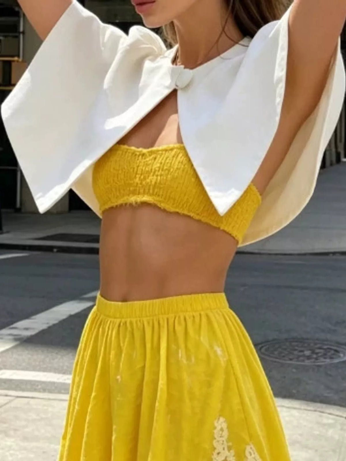 Single-Button Cropped Cape