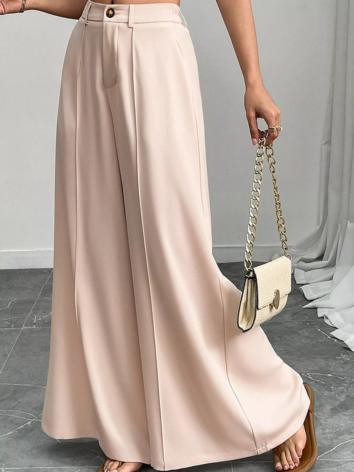 High-Waisted Wide-Leg Pants with Pockets