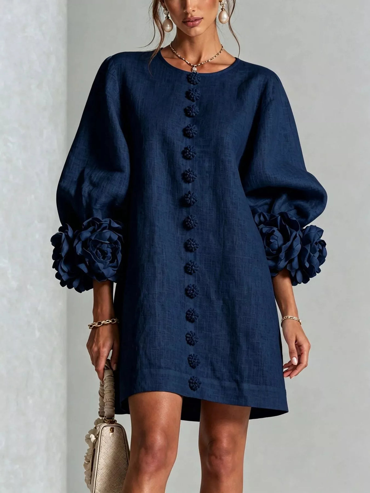 3D Floral Applique Mini Dress