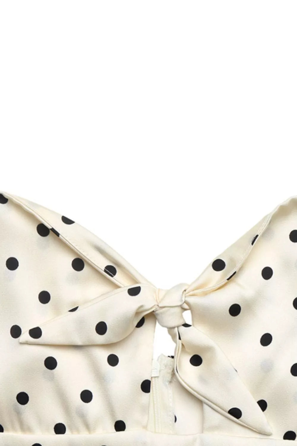 Polka Dot Tie-Front Cutout Maxi Dress in Cream