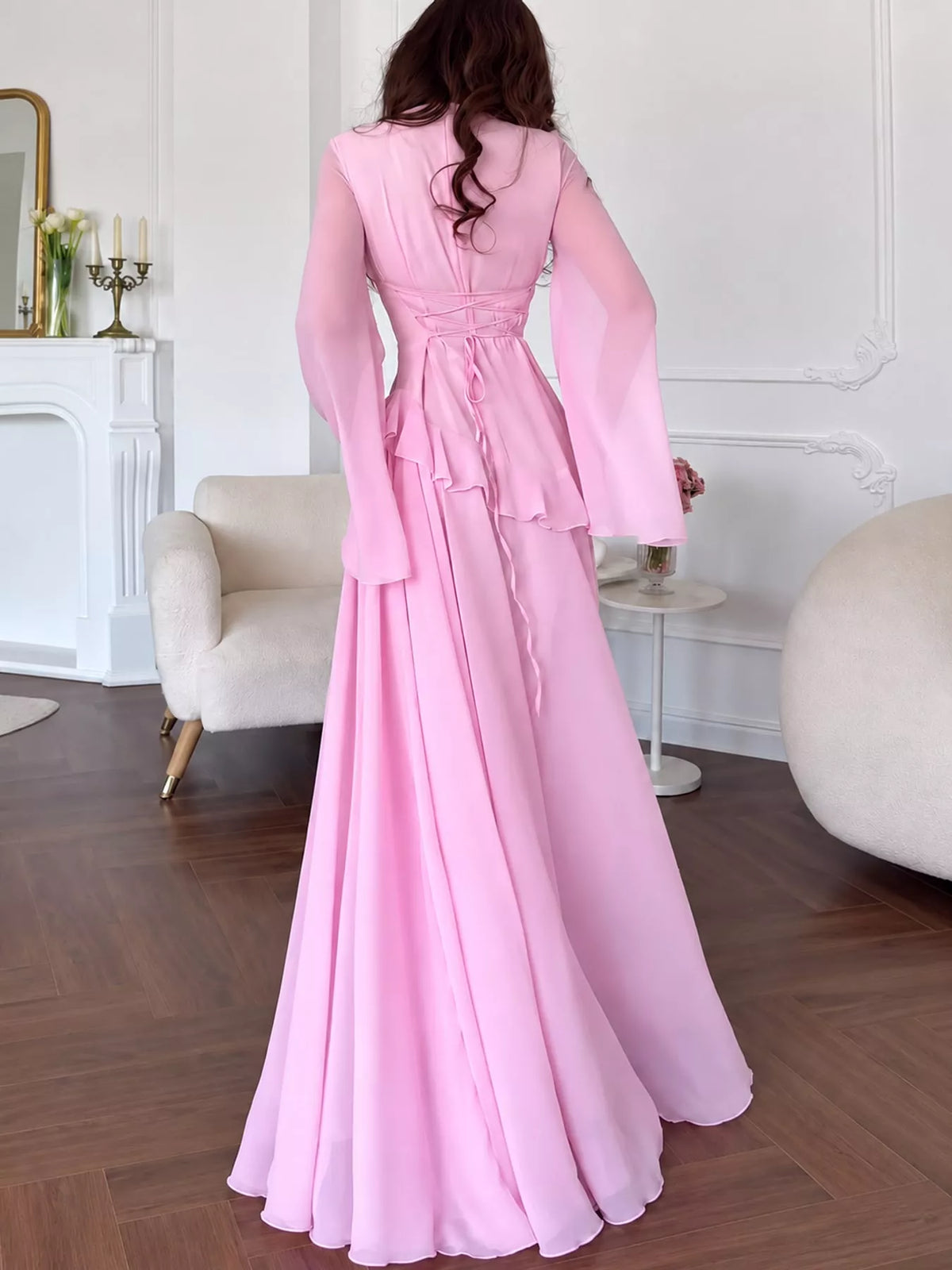 Ruffled Flare Sleeve Maxi Dress
