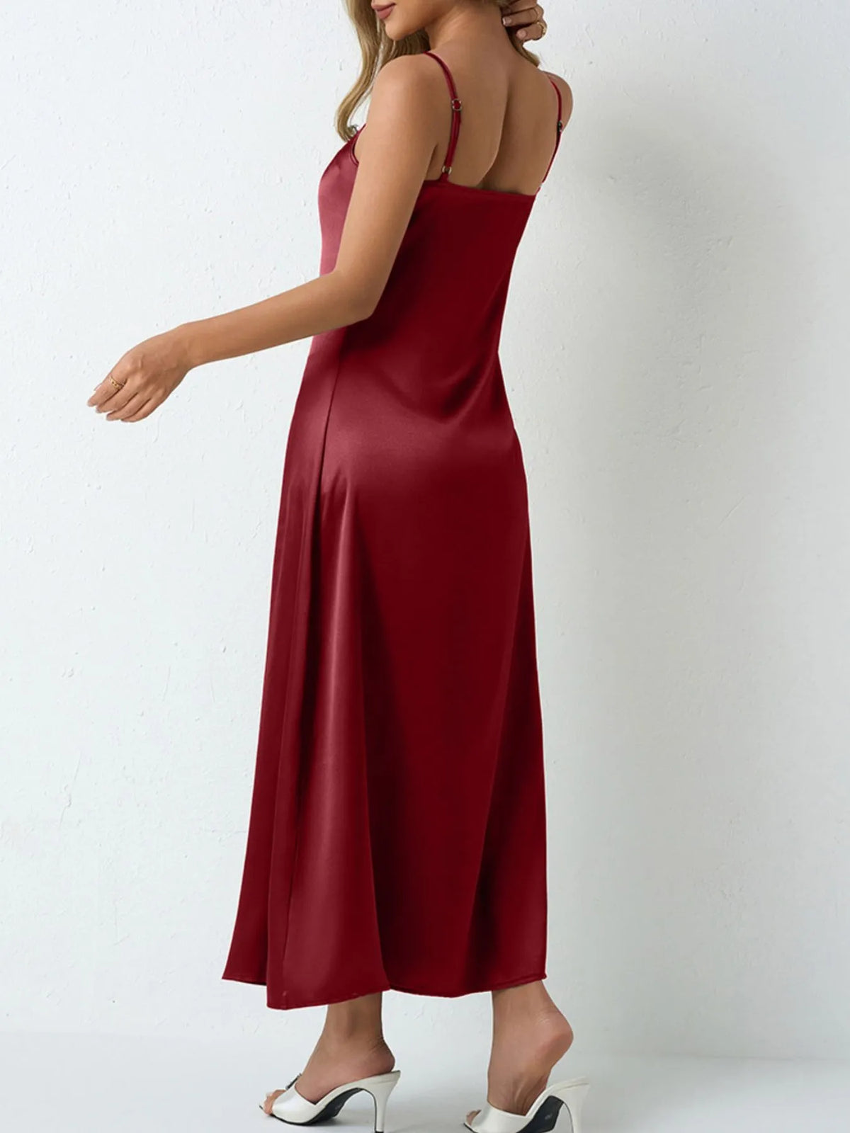 Satin Cowl Neck Cami Dress