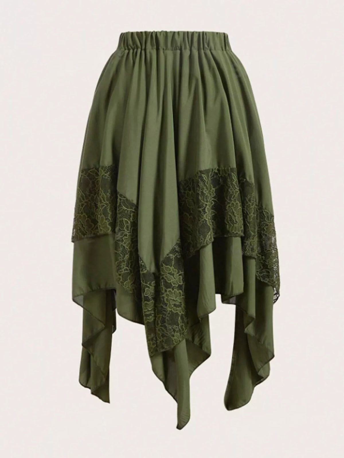 Asymmetrical Tiered Lace Skirt, Plus Size
