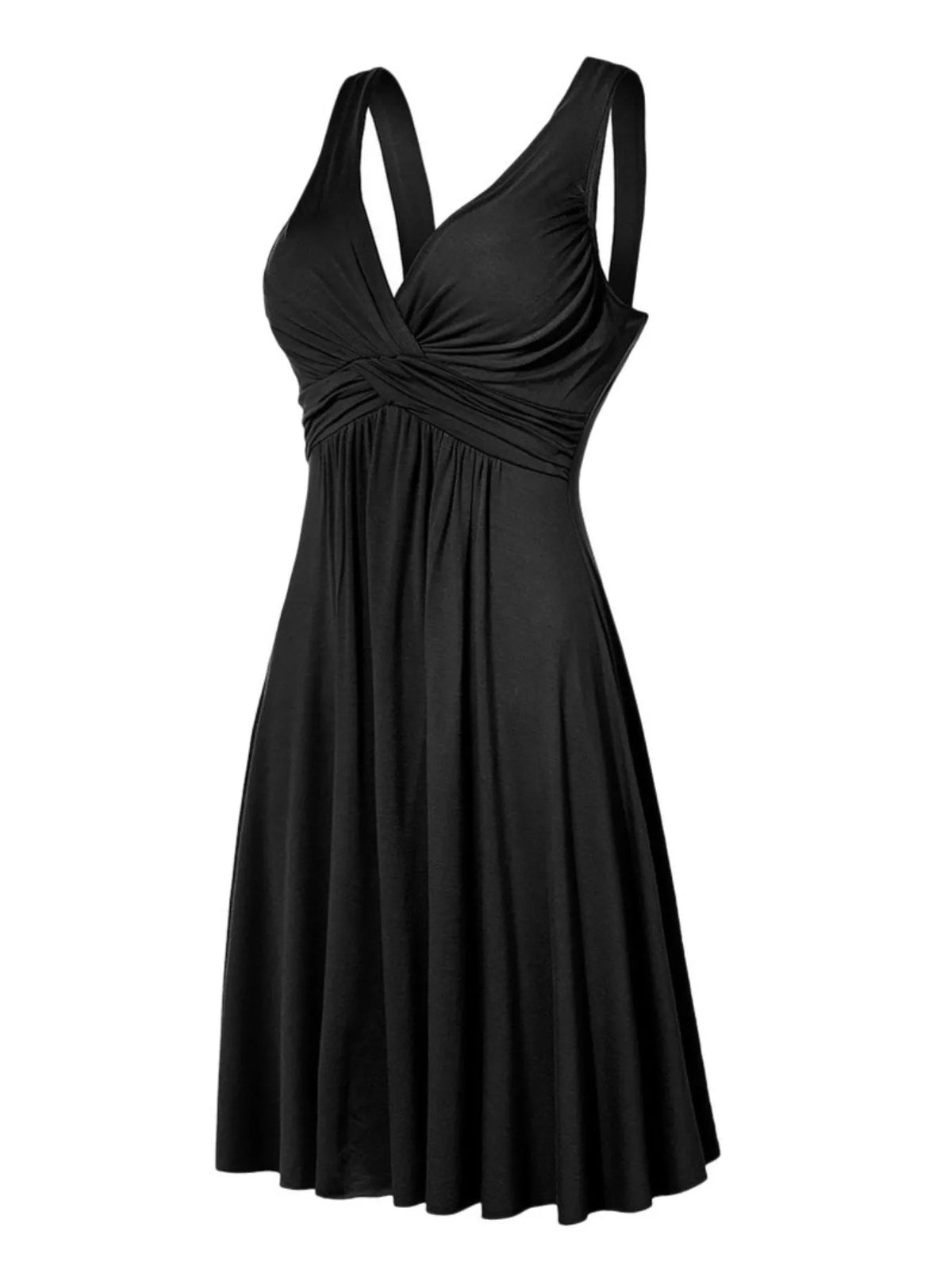 Twisted Sleeveless Ruched Waist A-Line Dress