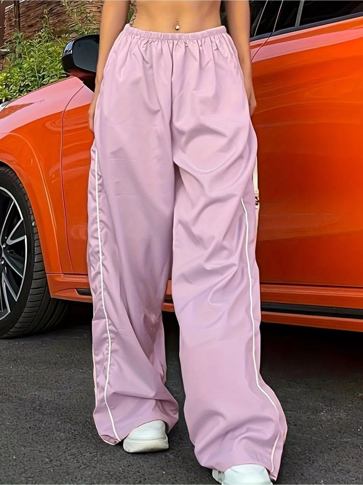 Elastic-Waist Wide Leg Pants
