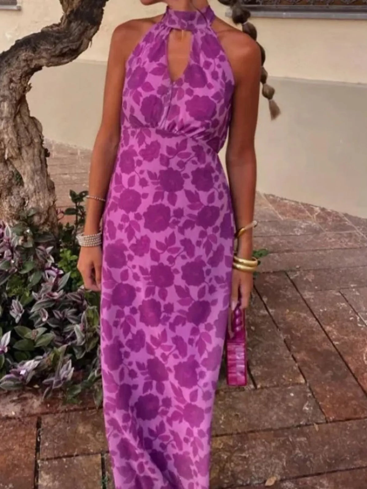 Cutout Detail Sleeveless Maxi Dress