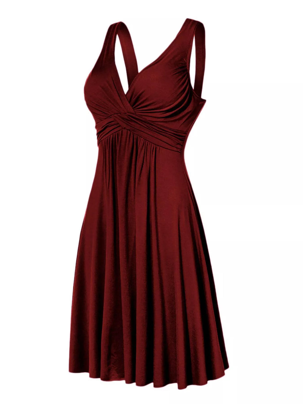 Twisted Sleeveless Ruched Waist A-Line Dress