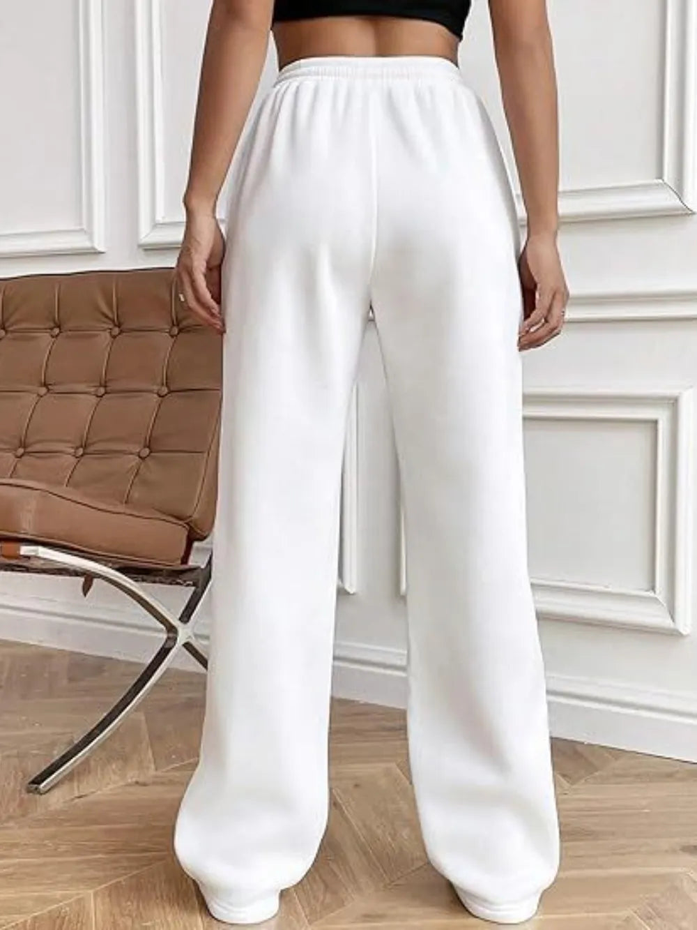 Drawstring Wide Leg Pants with Pockets by K&L