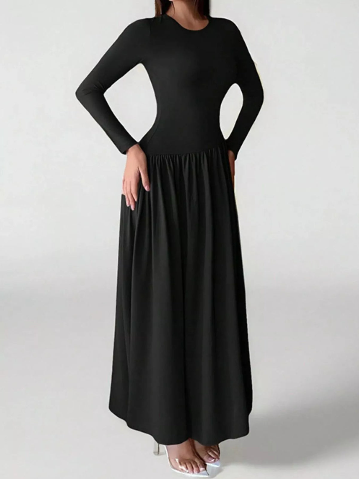 Long Sleeve Ruched A-Line Maxi Dress by Calliope
