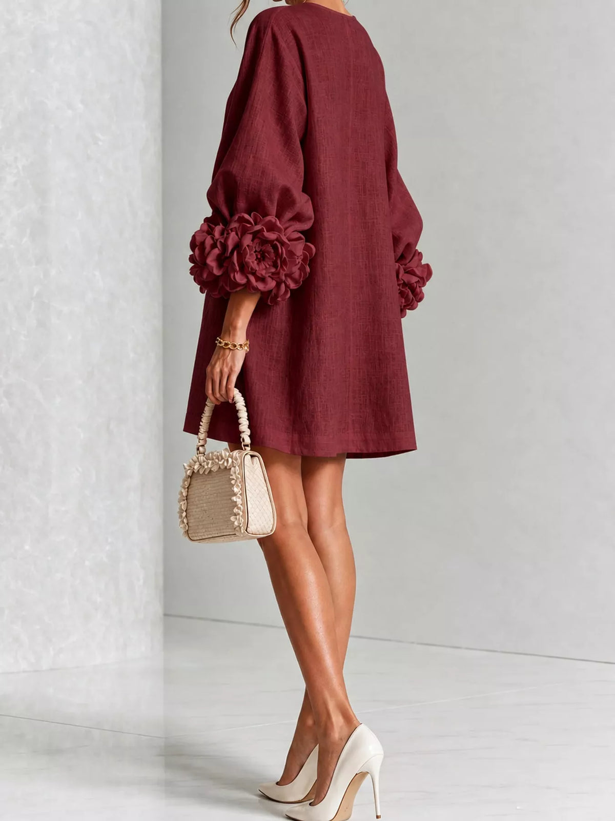3D Floral Applique Mini Dress