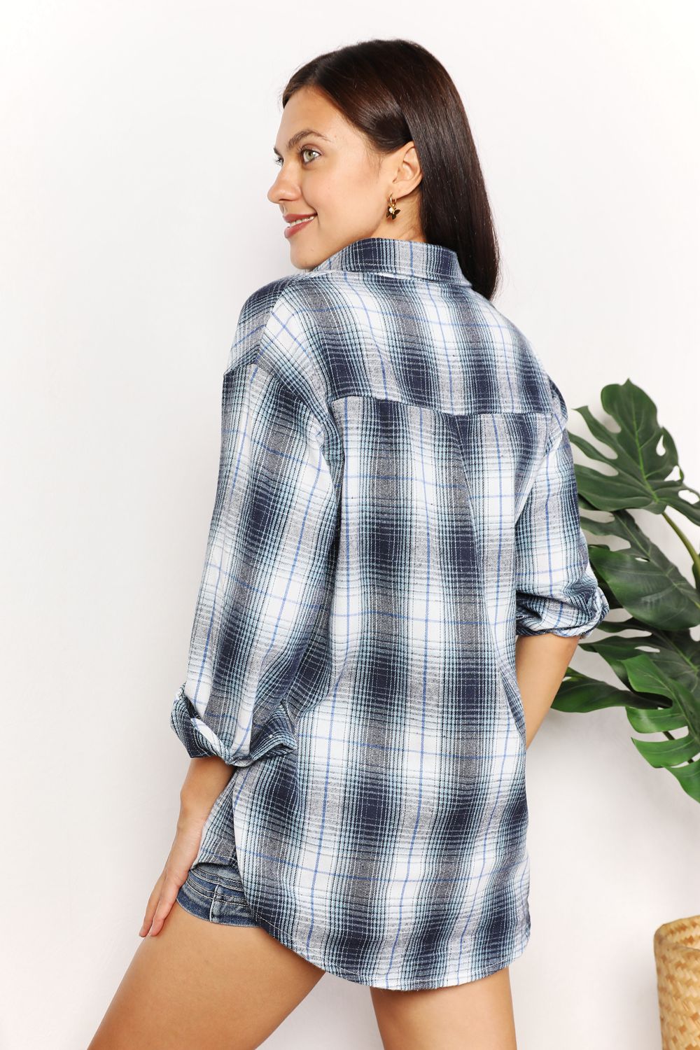 Plaid Dropped-Shoulder Shirt