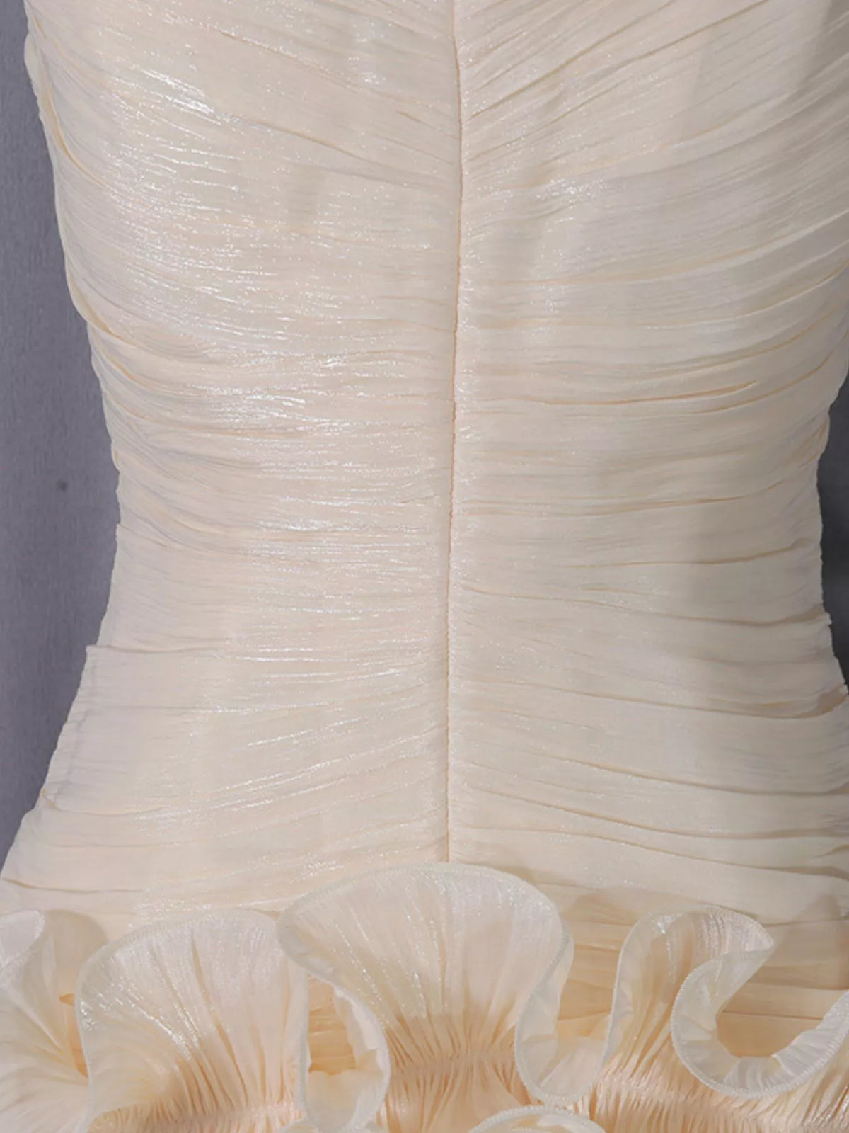 Strapless Ruffle Ruched Mini Dress in Apricot