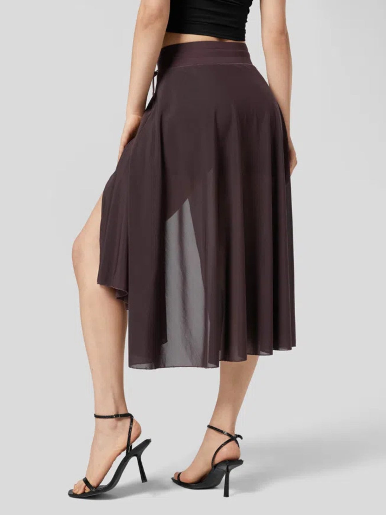 Slit Flowy Skirt with Built-In Shorts