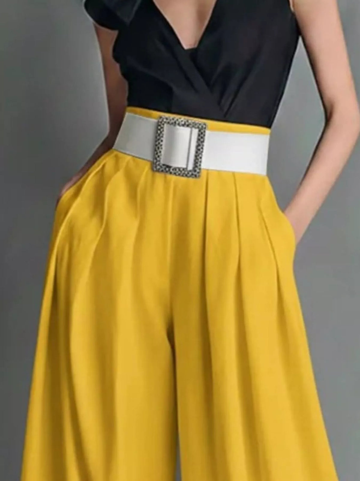 Belted High-Waisted Wide-Leg Pants