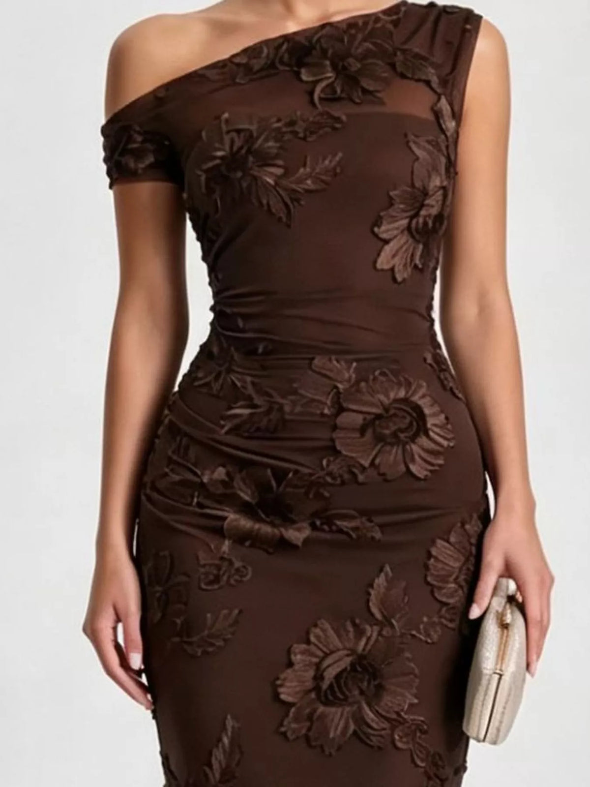One-Shoulder Embroidered Maxi Dress